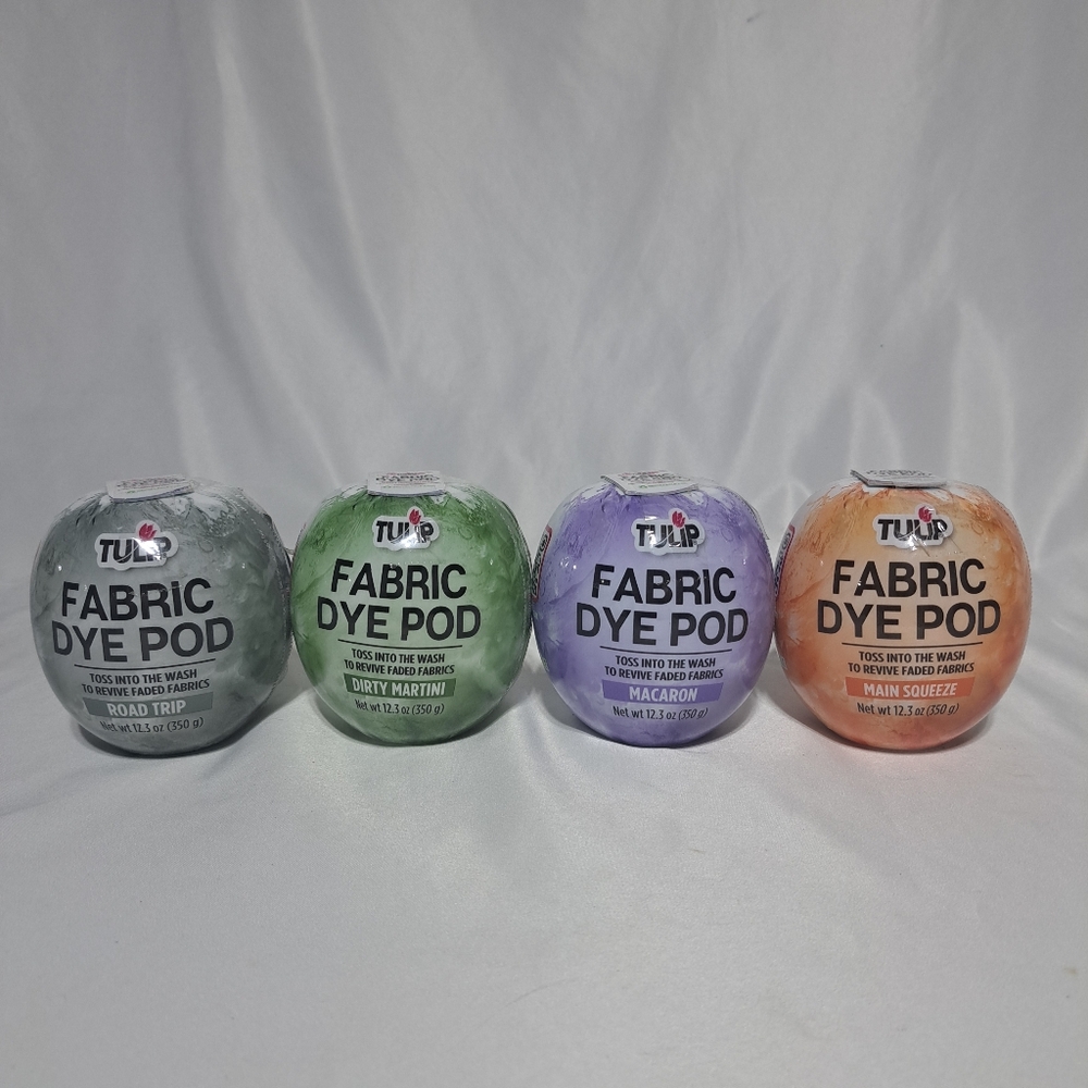 NEW Tulip‎ Fabric Dye Pods Lot Of 4 Gray Green Purple Orange Washing Machine Use